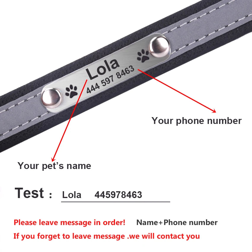 Personalized Dog Collar Leather