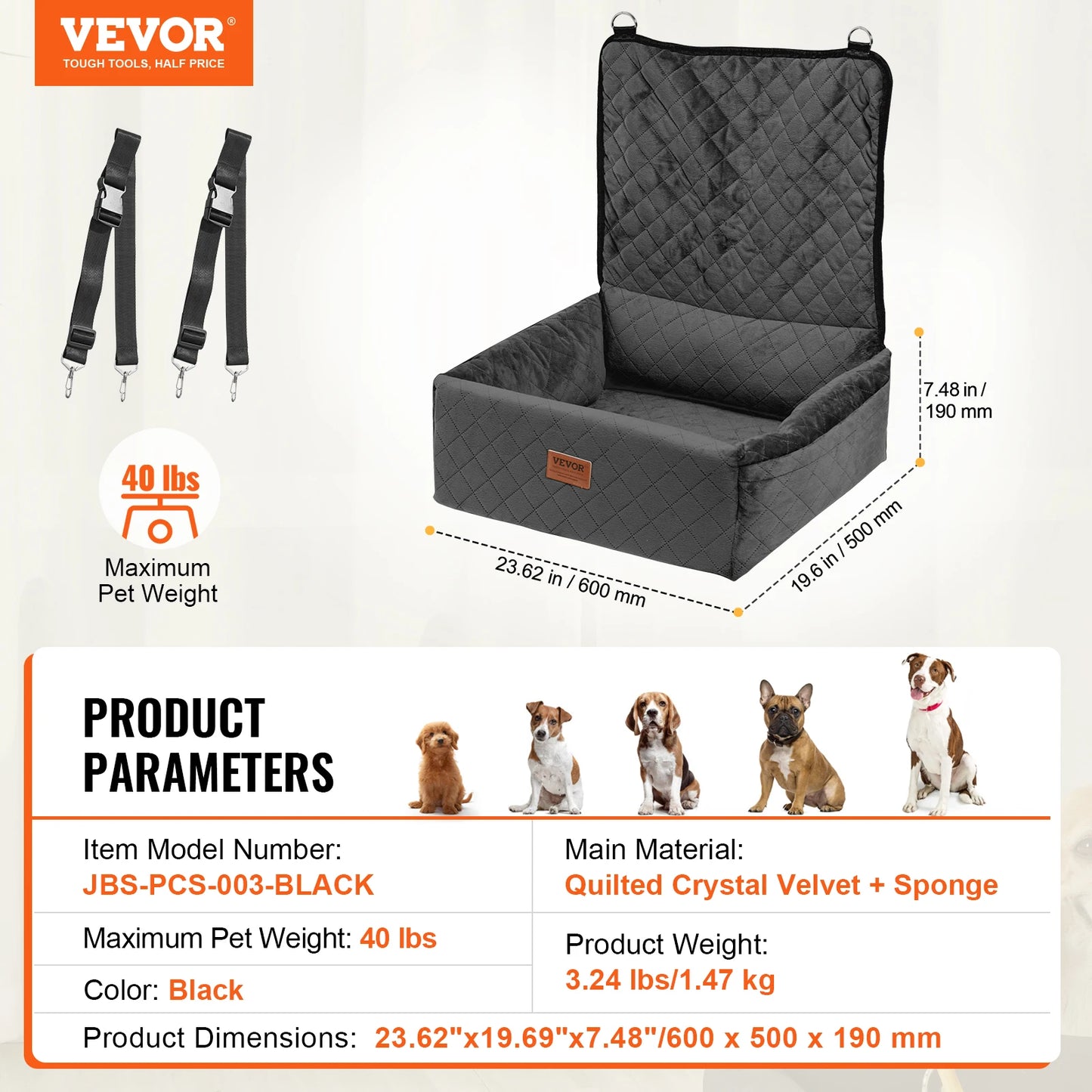 Dog Car Seat Waterproof Dog Booster