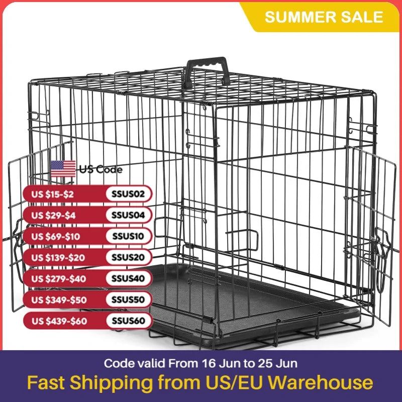 JHK Double Door Wire Dog Cage