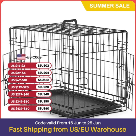JHK Double Door Wire Dog Cage