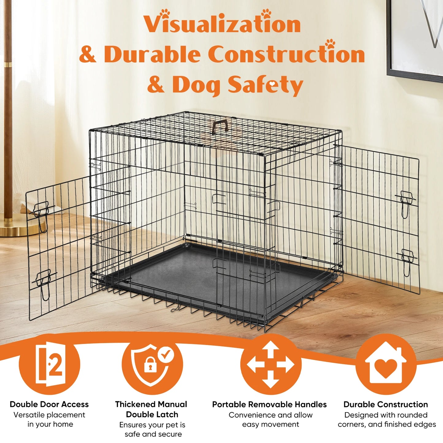 JHK Double Door Wire Dog Cage
