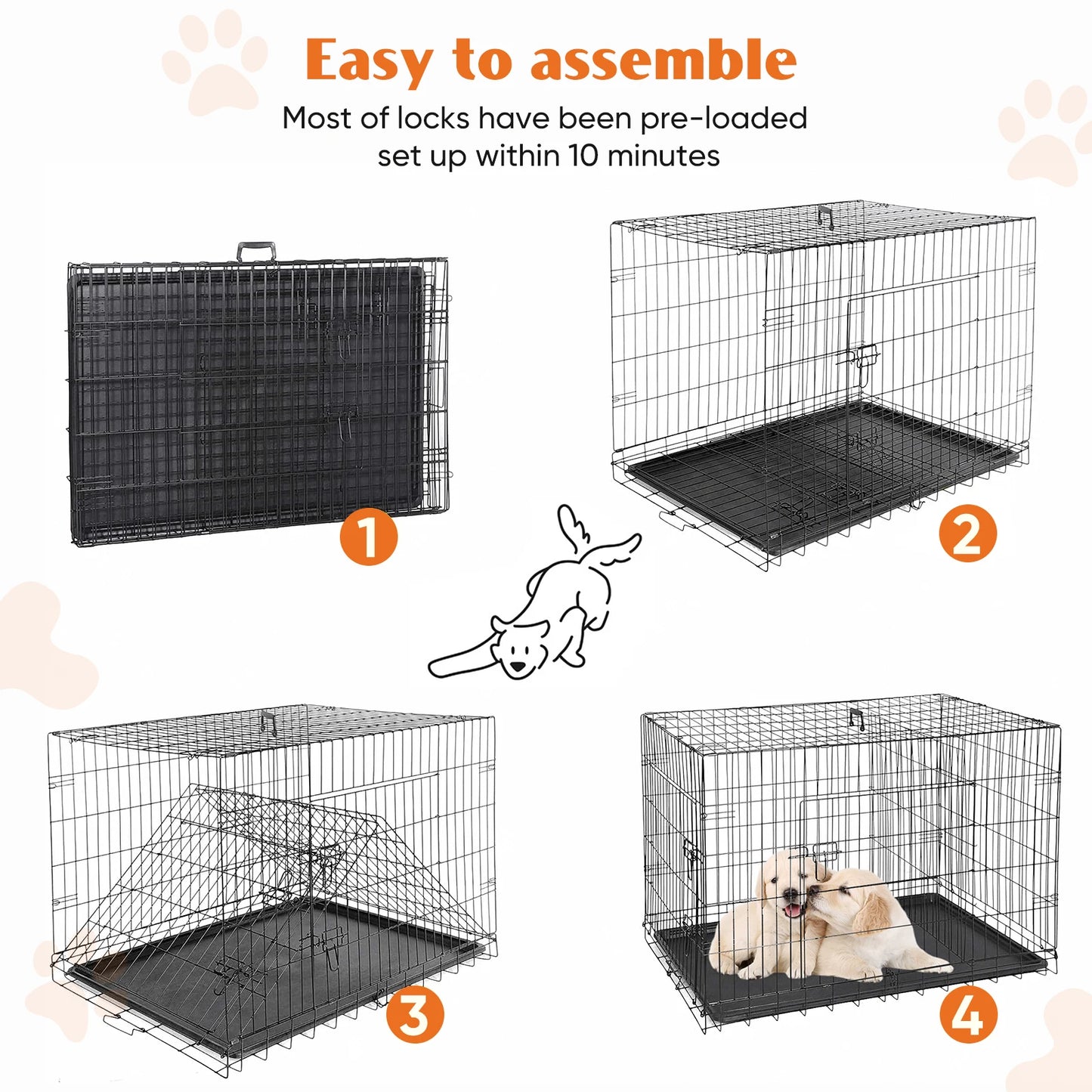 JHK Double Door Wire Dog Cage