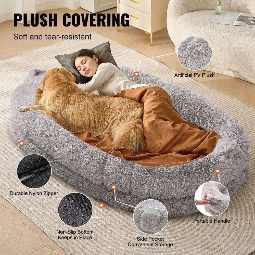 Human Size Velvet Dog Bed