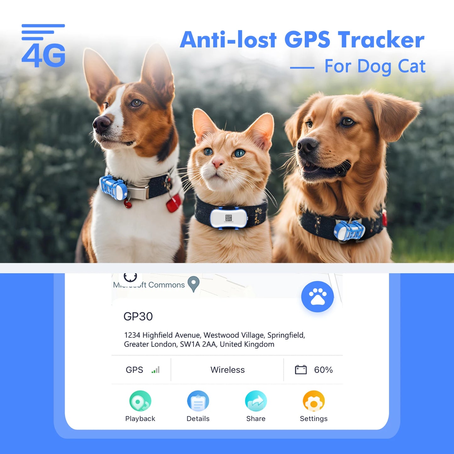 ‌4G Dog Cat GPS Tracker