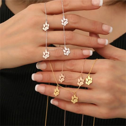 Custom  Name Bracelet Minimalist Paw Necklace